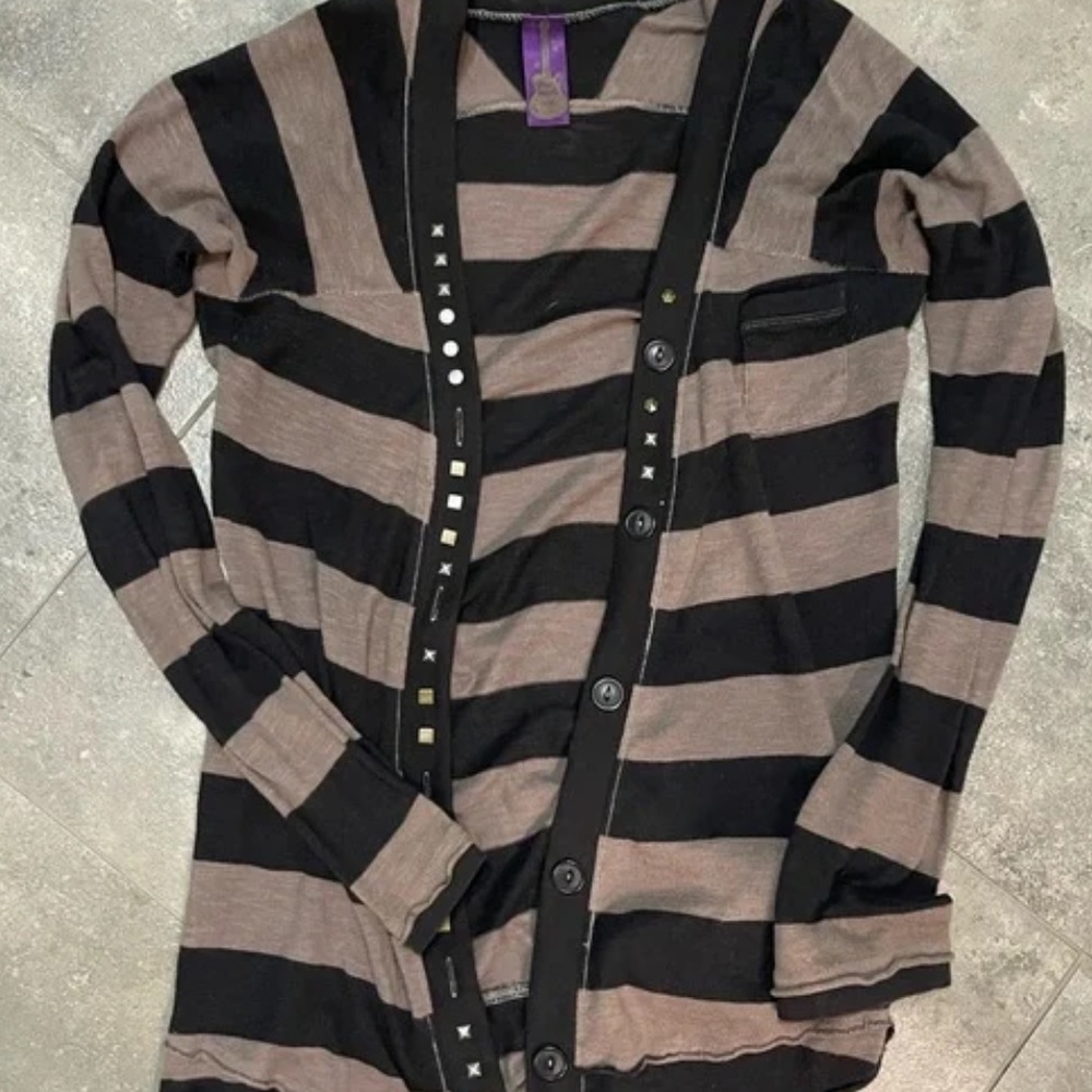 Free People Studded Vintage Striped Cardigan Sweater Women’s Sz L